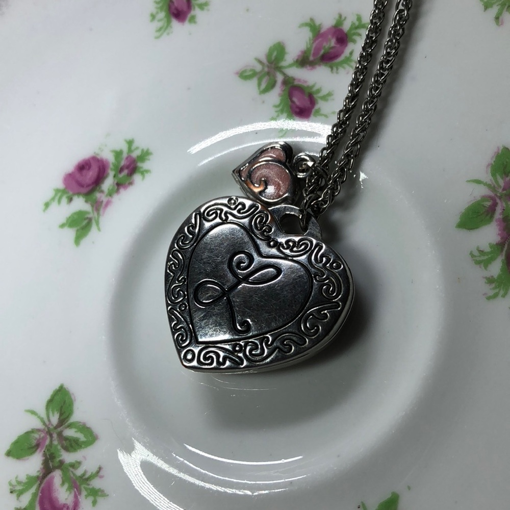 Heart Locket Necklace with “L”